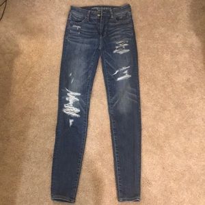 American Eagle super stretchy ripped jeans